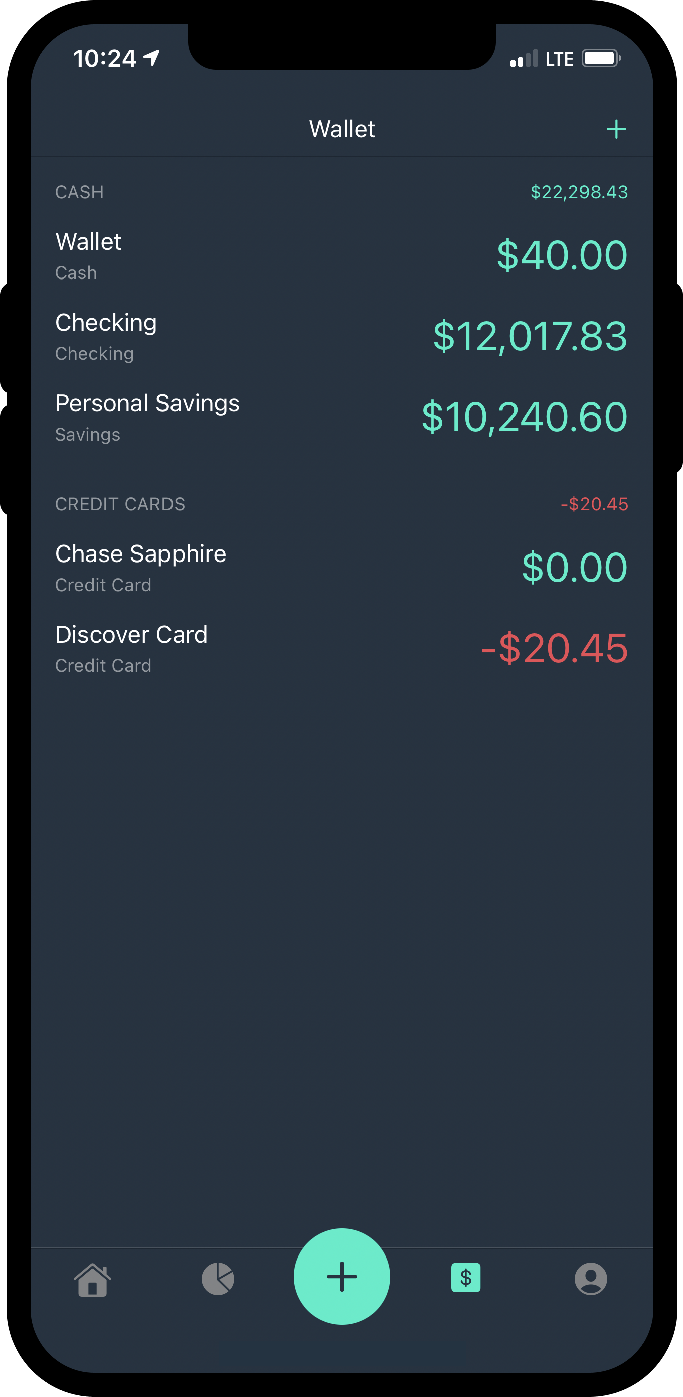 Screenshot of wallet screen.